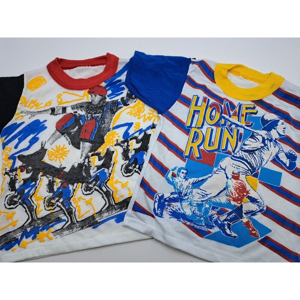 Vintage Toddler 2T 18-24 Pajama Top Lot Of 2 Baseball And Extreme Sports 1991